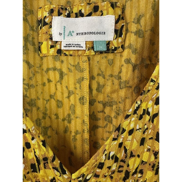 by Anthropologie Marigold Midi Dress Smocked V-Neck Gold Women's Plus Size 3X - Picture 9 of 14